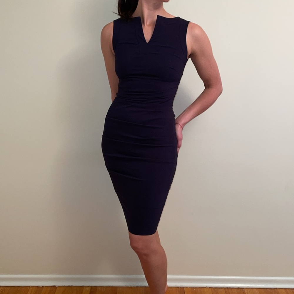 Le Chateau Dark Navy Ruched Dress